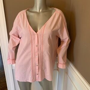NWT ZARA Button Up Blouse sz XS Cotton Candy Pink Long sleevess